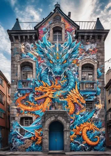 painted dragon,graffiti art,roa,taniwha,alebrije,graffiti,graffitti,artabazus,urban art,streetart,muralist,tacheles,wyrm,urban street art,street artists,dragones,engkanto,drexel,bilbao,fire breathing dragon,Conceptual Art,Graffiti Art,Graffiti Art 09