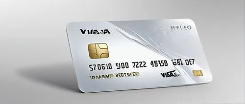 Visa card, metallic silver background, holographic foil stamping, golden accents, modern font, bold numbering, glossy finish, chip and magnetic stripe, rounded corners, subtle texture, 3D embossing, c