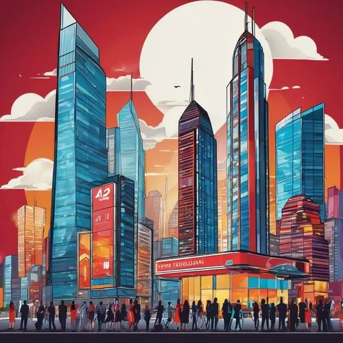 shanghai,metropolis,megacorporation,cybercity,guangzhou,tianjin,megacorporations,moscow city,skyscrapers,capcities,chongqing,cityzen,harbin,manama,cinerama,dubia,dubai,cityscape,nasscom,vector illustration,Unique,Design,Sticker