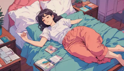 hinata,sleeping,napping,sleep,girl in bed,asleep,bed,resting,sleeping rose,pajamas,dreaming,playmat,relaxed young girl,sleeping beauty,nap,zzz,sleeping room,woman on bed,sleepyhead,dream,Illustration,Japanese style,Japanese Style 06