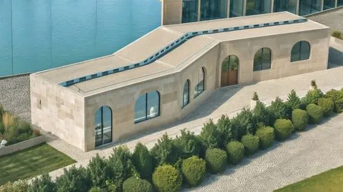 egyptian temple,pool house,house with lake,villa balbianello,house by the water,qasr al watan,3d rendering,hydropower plant,persian architecture,hovnanian,iranian architecture,diyanet,islamic architectural,luxury property,ctesiphon,luxury home,model house,stucco wall,mansion,al nahyan grand mosque