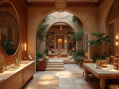 luxury bathroom,amanresorts,bath room,hallway,riad,foyer,hamam,lobby,entrance hall,inside courtyard,orangery,interior decor,spa,hotel hall,hammam,anantara,orangerie,emirates palace hotel,breakfast room,royal interior,Photography,General,Realistic