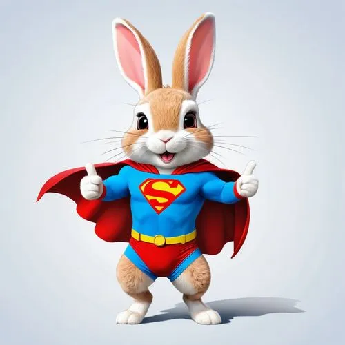 cartoon bunny,cartoon rabbit,superted,superieur,super hero,superuser,Illustration,Japanese style,Japanese Style 01