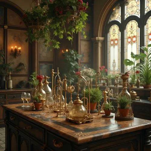 herbology,biedermeier,centrepieces,victorian room,candelabras,tea service,apothecary,apothecaries,floral decorations,tyntesfield,tureens,christmas arrangement,ornamenting,glass decorations,perfumery,centrepiece,ornaments,table arrangement,dandelion hall,victorian kitchen,Photography,General,Realistic