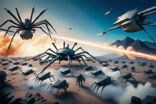 moving machines,the cover of star wars online,battlefleet,arachnids,tarantulas,battlezone,spiders,arachnophobia