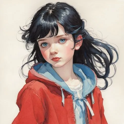 kommuna,girl portrait,zhiyuan,portrait of a girl,marinette,young girl,Illustration,Paper based,Paper Based 17