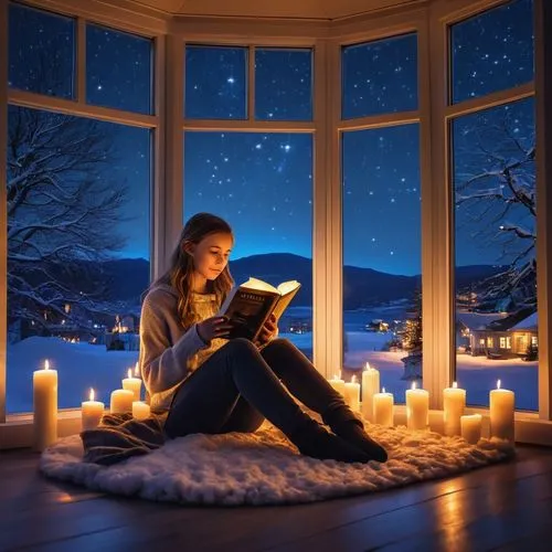 romantic night,sogni,winter night,relaxing reading,little girl reading,romantic scene,candlelit,romantic look,silent night,candlelights,lectura,reading,candle light,lectio,llibre,candlelight,girl studying,read a book,winter magic,warm and cozy,Photography,General,Realistic