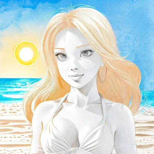 On a beach, on a sunny day, with the sun rising ,the beach pearl,nami,beach background,sand sculpture,sun bride,sun,sand art,sun and sea,palomino,sand sculptures,pale,solar,summer background,barbie,gi