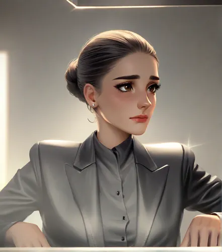 cg artwork,business woman,business girl,spy visual,princess leia,spy,librarian,businesswoman,secretary,katniss,sci fiction illustration,agent,vesper,concierge,senator,office worker,blur office background,girl at the computer,business women,dark suit