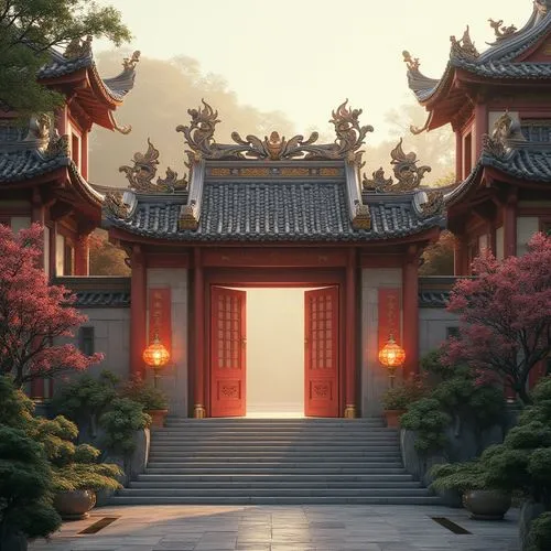 dojo,victory gate,hall of supreme harmony,buddhist temple,asian architecture,white temple,japanese shrine,teahouse,hanging temple,the golden pavilion,sanshui,qibao,tori gate,shrine,tianxia,oriental painting,gateway,wudang,qingcheng,fengshui,Photography,General,Realistic