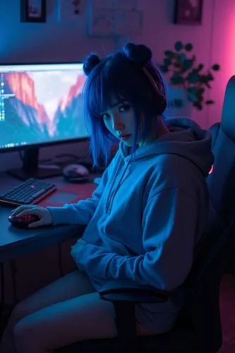 girl at the computer,hikikomori,cybersurfing,saiko,cyberpunk,aesthetic