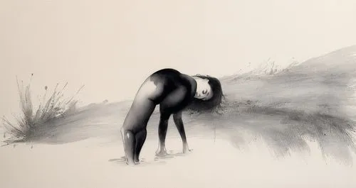 ink painting,body scape,bodyscape,charcoal drawing,black landscape,woman silhouette,gestural,vespertine,repulsion,charcoal,figuration,ampt,harmlessness,girl walking away,female body,graphite,undone,women silhouettes,hindquarters,enso,Illustration,Paper based,Paper Based 30