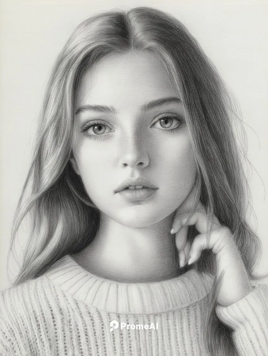 一位女生，长发，白色毛衣,a pencil drawing of a woman in a sweater,girl drawing,girl portrait,pencil drawing,pencil drawings,charcoal pencil,pencil art,charcoal drawing,portrait of a girl,graphite,pencil and paper