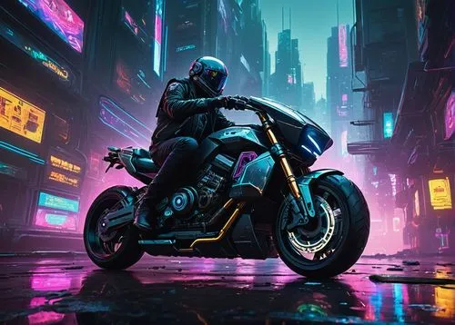 cyberpunk,motorbike,motorcycle,black motorcycle,motorcyclist,motorcycles,biker,renegade,vapor,neon arrows,electric scooter,80's design,mute,merc,scooter,4k wallpaper,yamaha,nomad,cyan,bike,Illustration,Abstract Fantasy,Abstract Fantasy 08