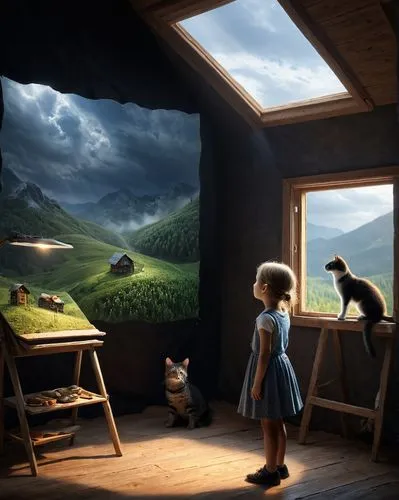 children's background,world digital painting,the little girl's room,fantasy picture,children's room,sci fiction illustration,arrietty,imaginarium,cartoon video game background,compositing,fantasy art,fantasy landscape,imaginationland,skywatchers,children drawing,art painting,imaginaire,kids room,surrealism,kittelsen,Photography,Documentary Photography,Documentary Photography 22