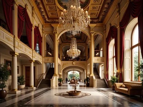 crown palace,royal interior,ritzau,entrance hall,emirates palace hotel,europe palace,foyer,cochere,grand hotel europe,nemacolin,kempinski,ballroom,grandeur,palatial,palladianism,venetian hotel,ornate room,palazzo,enfilade,opulently