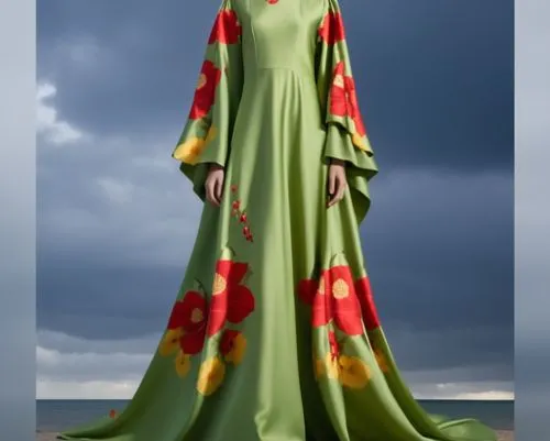 a floor-length dress,caftan,miss circassian,kaftan,kurung,derivable,Photography,General,Realistic