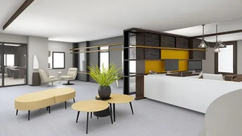 modern upscale  office waiting lobby,the large office has modern furniture and an abundance of natural light,modern kitchen interior,interior modern design,3d rendering,habitaciones,modern decor,apart