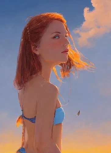 heatherley,jasinski,the wind from the sea,digital painting,verano,swimmer,Common,Common,Japanese Manga