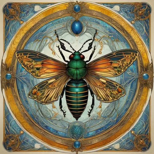 scarab,cicadas,cicada,blue wooden bee,insecta,entomology,Art,Artistic Painting,Artistic Painting 03