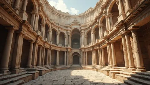 theed,labyrinthian,sapienza,petra,pantheon,valletta,capitolium,hall of the fallen,diocletian,basilica,ephesus,borromini,celsus library,louvre,3d render,terracotta,italy colosseum,vittoriano,caserta,galerius,Photography,General,Realistic