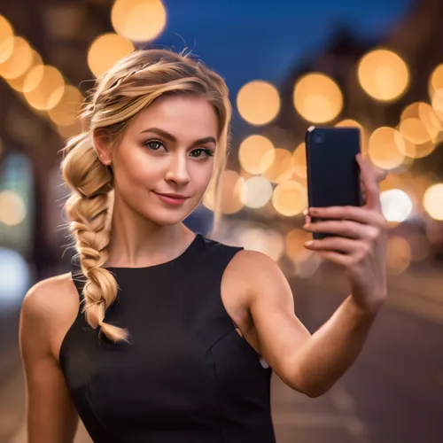 woman holding a smartphone,artificial hair integrations,blonde girl with christmas gift,photo session at night,the blonde photographer,blonde woman,black friday social media post,cyber monday social m