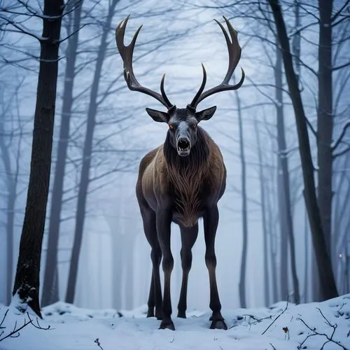 winter deer,elk bull,european deer,whitetail,elk,male deer,deer bull,whitetail buck,pere davids male deer,cervus elaphus,glowing antlers,red deer,manchurian stag,antler velvet,antler,buffalo plaid antlers,forest animal,raindeer,rudolf,reindeer from santa claus,Art,Artistic Painting,Artistic Painting 47