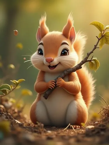 cute cartoon character,little fox,chipmunk,squirell,chipping squirrel,squeakquel,Photography,General,Realistic