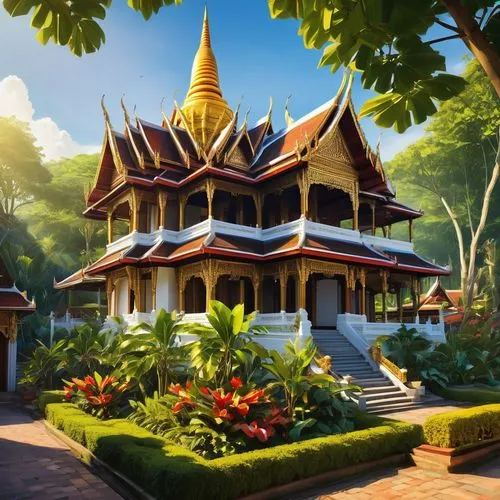 thai temple,buddhist temple complex thailand,cambodia,buddhist temple,asian architecture,chiangmai,rattanakiri,dhamma,prabang,thai,javanese traditional house,rattanakosin,kampuchea,phnom,khmer,bungalows,traditional house,white temple,tailandia,tropical house,Conceptual Art,Sci-Fi,Sci-Fi 01