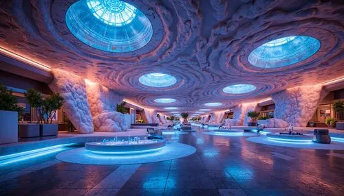 therme,floor fountain,the blue caves,blue caves,many glacier hotel,dragon palace hotel,diamond lagoon,ufo interior,hotel lobby,spaceship interior,spa water fountain,lobby,blue cave,attraction theme,marble palace,futuristic landscape,aquariums,gaylord palms hotel,underwater oasis,hotel riviera