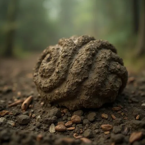 fallen acorn,lycoperdon,ant hill,stone ball,acorn,dung,wood dung beetle,acorn cluster,anthill,cubeb,lonely chestnut,earthstar,cow dung,coprolite,mound of dirt,insect ball,fir cone,walnut,stingless,pine cone,Photography,General,Realistic