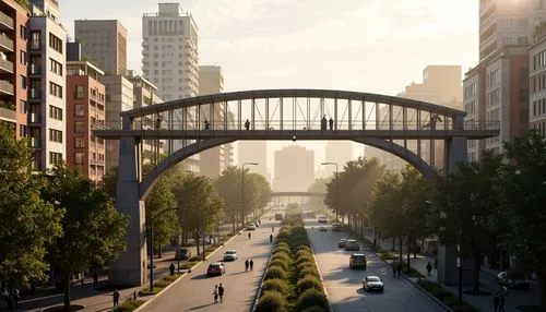 marunouchi,render,skybridge,hafencity,biopolis,boulevard,cryengine,sweeping viaduct,pedestrianized,hakeim,viaduct,city highway,tram road,sanlitun,bicycle path,elevated railway,viaducto,skyways,angel bridge,archway