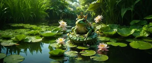 a beautiful pond with lily and flowers in it,lily pond,lilly pond,lotus pond,giant water lily,water lily,water lotus