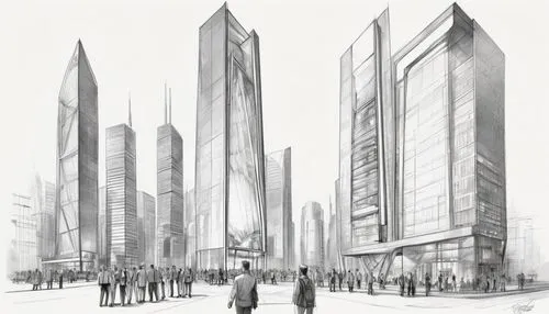 unbuilt,tall buildings,supertall,city scape,arcology,redevelop,renderings,megaproject,sketchup,urbanizing,urbanization,city buildings,monoliths,cybercity,citycell,business district,urbanized,citydev,skyscraping,urban development,Illustration,Black and White,Black and White 30