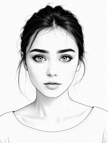 女生，线稿，线条艺术，简洁的线条，简约主义，粗线条,a black and white drawing of a girl,eyes line art,girl portrait,girl drawing,girl on a white background,digital drawing,digital painting,Design Sketch,Design Sketch,Detailed 