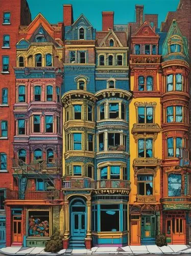 brownstones,colorful facade,rowhouse,mansard,rowhouses,harlem,beautiful buildings,tenement,brownstone,old town house,colorful city,tenements,apartment building,driehaus,flatiron building,kimpton,nolita,houses clipart,soho,row houses,Illustration,Black and White,Black and White 18