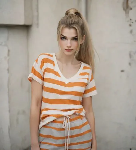 orange color,orange,striped background,horizontal stripes,striped,stripes,orange half,orange cream,pin stripe,bright orange,yellow orange,peach color,angelica,teen,girl in t-shirt,retro girl,cute clothes,vintage girl,female model,cotton top,Photography,Natural