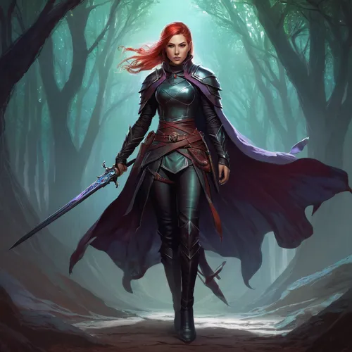 huntress,female warrior,swordswoman,massively multiplayer online role-playing game,heroic fantasy,game illustration,sorceress,fantasy portrait,the wanderer,fantasy picture,elven,elven forest,red riding hood,the enchantress,sci fiction illustration,fantasy art,scythe,dodge warlock,warrior woman,dark elf,Illustration,Realistic Fantasy,Realistic Fantasy 15