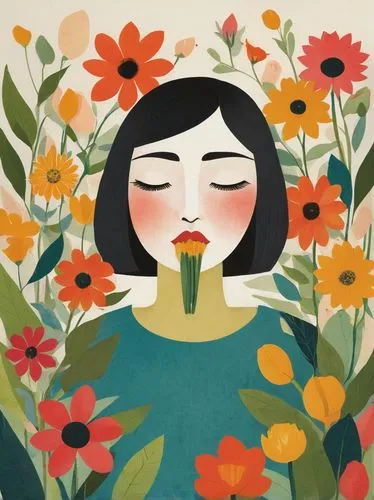 girl in flowers,blanket of flowers,coffee tea illustration,flowerbox,flowerbed,flower nectar,flower bed,picking flowers,summer flowers,flower and bird illustration,chamomile,flower painting,flower illustrative,floral doodles,flower arranging,margueritte,blooming tea,wildflowers,girl picking flowers,may flowers,Illustration,Vector,Vector 08