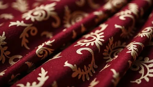 Rich maroon accents, warm earthy tones, deep crimson hues, luxurious velvet textures, ornate golden patterns, lavish cream whites, soft beige neutrals, subtle terracotta undertones, dramatic high-cont