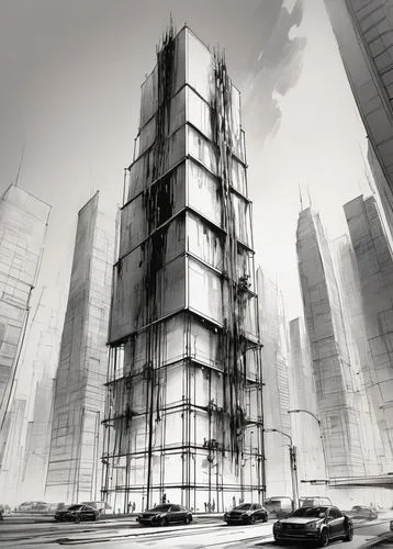 unbuilt,arcology,supertall,skyscraping,oscorp,monoliths,futuristic architecture,highrises,lexcorp,city blocks,black city,tall buildings,monolithic,wireframe graphics,kimmelman,antilla,megaproject,redevelop,high rises,revit,Illustration,Black and White,Black and White 34