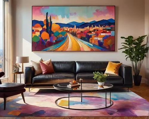 modern decor,apartment lounge,interior decor,contemporary decor,bohemian art,colorful city,interior decoration,abstract painting,living room,art painting,livingroom,boho art,marble painting,boho art style,mahdavi,interior design,wall decoration,wall decor,oil painting on canvas,shared apartment,Conceptual Art,Oil color,Oil Color 25