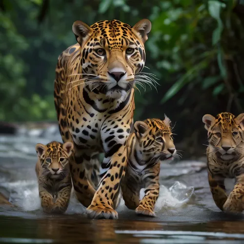 mother and children,big cats,family outing,the mother and children,cheetah and cubs,belize zoo,mother with children,wildlife,cat family,harmonious family,cute animals,cheetahs,wild animals crossing,animal world,motherhood,wild animals,water-leaf family,jaguar,tigers,tropical animals,Photography,General,Natural