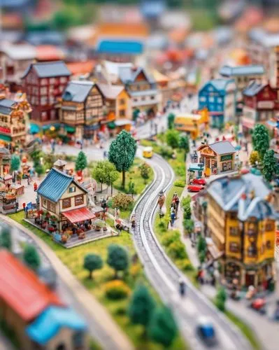 tilt shift,lego city,henryville,toytown,escher village,microdistrict,Unique,3D,Panoramic