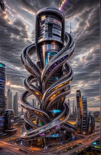 spiral art,vdara,electric tower,futuristic architecture,dubia,spiralled,spiraled,dubay,dna helix,spirally,spiral,colorful spiral,urban towers,skycraper,steel sculpture,lusail,arcology,helix,the energy tower,spiralling