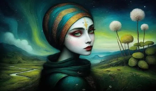 fantasy portrait,jasinski,woman with ice-cream,girl with tree,fairie,mystical portrait of a girl,girl in the garden,gekas,fantasy art,pierrot,radha,woman thinking,hosseinpour,cirque du soleil,girl with bread-and-butter,virgo,diwata,world digital painting,hosseini,krsna,Illustration,Abstract Fantasy,Abstract Fantasy 01