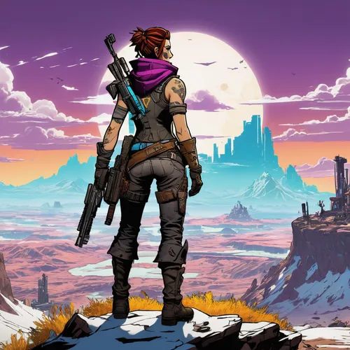 dusk background,game illustration,huntress,game art,adventurer,bandana background,desert background,the wanderer,background screen,croft,background image,cg artwork,rosa ' amber cover,purple background,pixel art,nomad,violinist violinist of the moon,art background,action-adventure game,mercenary,Illustration,Black and White,Black and White 31