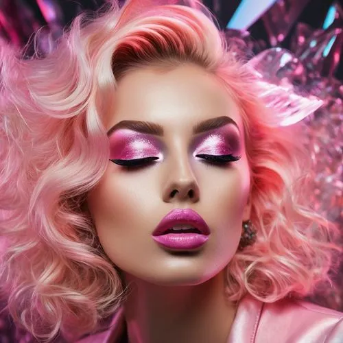 neon makeup,pink beauty,jeffree,pink glitter,bright pink,pink glazed,pink diamond,color pink,bubblegum,glammed,pink,pink background,deep pink,vintage makeup,airbrushed,pinkish,dark pink in colour,pinker,glam,makeup artist,Photography,General,Fantasy