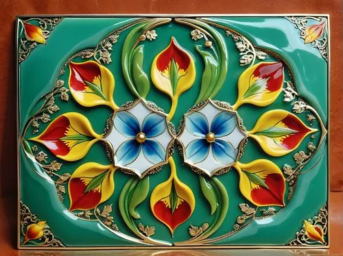 ceramic tile,spanish tile,wall plate,ceramic hob,decorative plate,art nouveau frame,floral rangoli,glass painting,water lily plate,art nouveau design,serving tray,rangoli,art nouveau,glass tiles,tile,shashed glass,floral ornament,clay tile,stained glass pattern,enamelled,Photography,General,Realistic