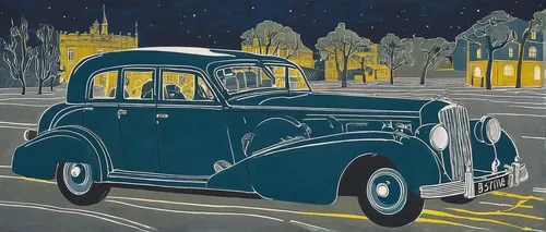 night scene,moon car,citroën traction avant,gaz-m20 pobeda,illustration of a car,olle gill,morris eight,david bates,digiscrap,morris minor,night highway,citroën ami,vintage cars,citroën elysée,vintage illustration,daimler 250,carol colman,cool woodblock images,vintage car,vintage vehicle,Art,Artistic Painting,Artistic Painting 50